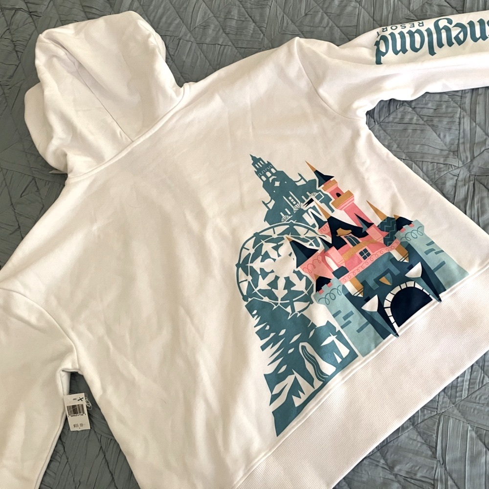Disney castle zipper hoodie sweatshirt, white and teal, size Large - NWT - Picture 7 of 12
